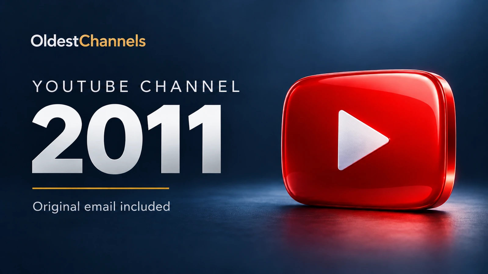 YouTube channel created in 2011 — original email included