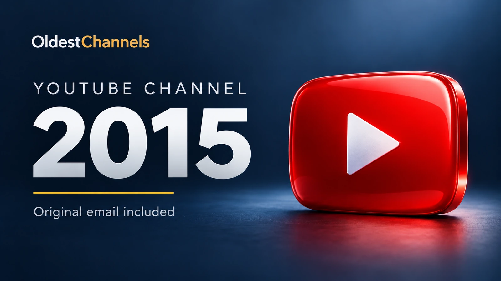 YouTube channel created in 2015 — original email included