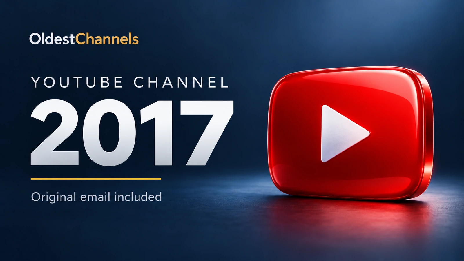 YouTube channel created in 2017 — original email included