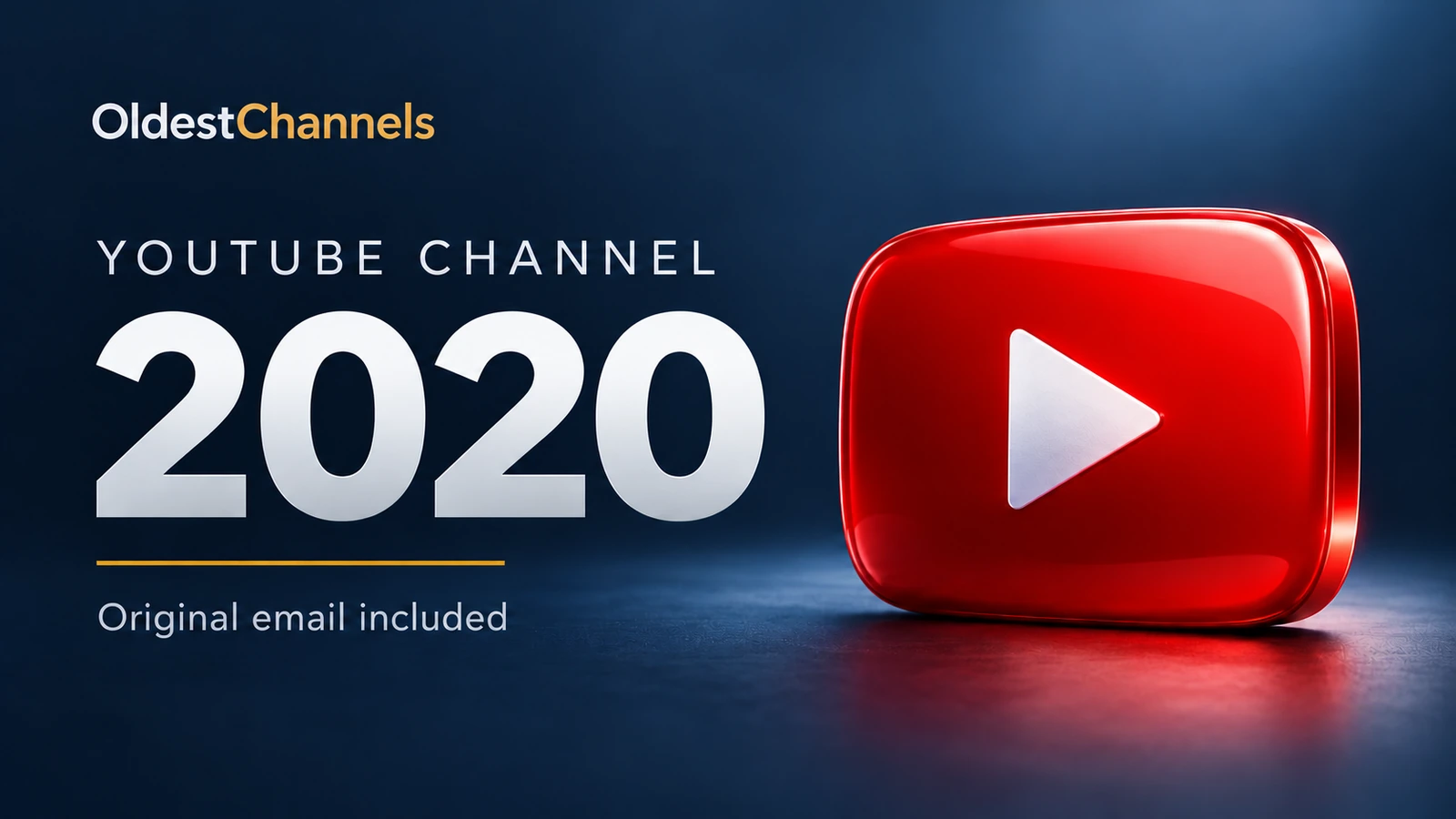 YouTube channel created in 2020 — original email included