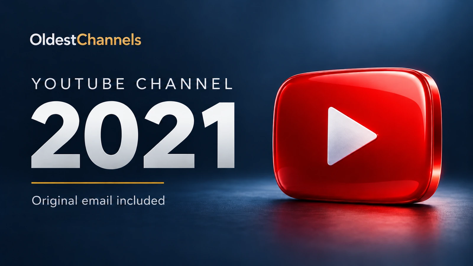 YouTube channel created in 2021 — original email included